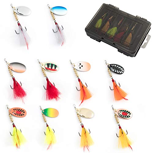 Dr.Fish Inline Fishing Spinner Kit 1/4oz, Freshwater Fishing Lures Spinnerbait