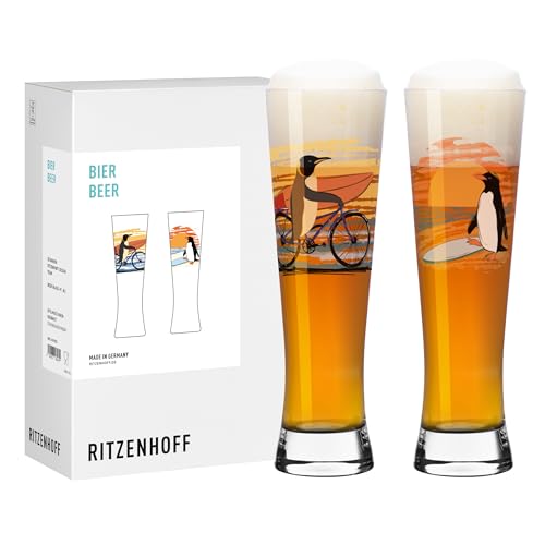 RITZENHOFF 8097001 - Juego de 2 vasos de cerveza de trigo (500 ml, diseño de pingüinos, 2 unidades)