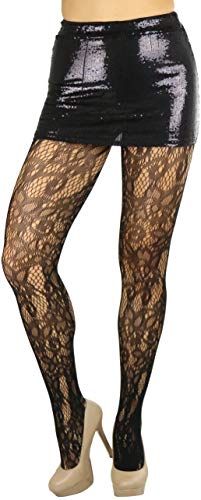 Image of ToBeInStyle Women's Elegant Floral Lace Inspired Spandex Net Full Length Tights
