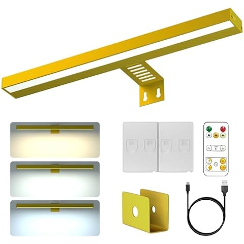 Starxing Rechargeable Picture Light with Remote, Wireless Battery Painting Light, 4400mAh Display Lamp with 3 Lighting Colors, Dimmable Timer Light for Dartboard, Wall Decor, Portrait Art (Gold) Cover