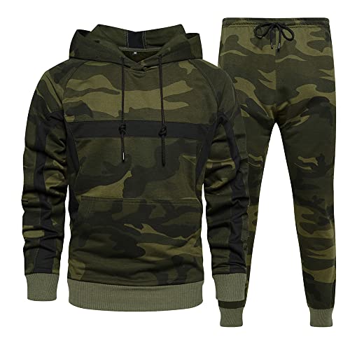 Aotorr Mens Sweatsuits 2 Piece Casual Tracksuits Camo Hoodie Jogging Sweatpants Suit Armygreen L #TOP4