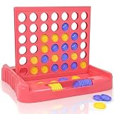 Pup Go 4 in Einer Reihe Spieleklassiker für Kinder ab 3 4 5 6 7 Jahren, Familie Brettspiele für Erwachsene, Pädagogisches Strategiespiel Spielzeug, Faltbares Design für 2 Spieler, 6 Ersatzchips (Rosa)