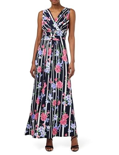 Gina Bacconi Jersey Maxi Dress Vestido de cóctel, Navy/Pink, 40 para Mujer