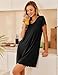Ekouaer Nightgowns for Women Short Sleeve Sleepshirt V Neck Short Nightshirt Pullover Soft Ruffled Sleepwear Black XL
