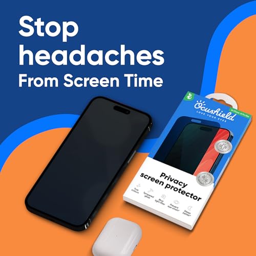 Image of Ocushield Privacy Screen Protector for iPhone 16 Pro Max - Anti-Spy Tempered Glass, Blue Light Filter, 95% Transparency, Bubble-Free Install, Scratch-Resistant, Case Friendly