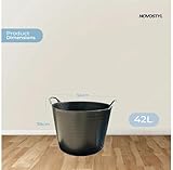 Novostyl 42L Flexi Tubs 1 Pack - Versatile Large Garden Tubs with Handles, Handy Builders Buckets Heavy Duty, Ideal Bath Bucket & Flexi Bucket, Durable Flexible Buckets for Home & Garden ((BLACK)) - Image 7