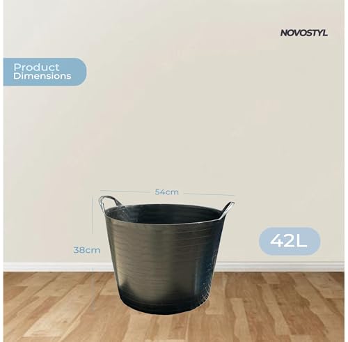 Novostyl 42L Flexi Tubs 1 Pack - Versatile Large Garden Tubs with Handles, Handy Builders Buckets Heavy Duty, Ideal Bath Bucket & Flexi Bucket, Durable Flexible Buckets for Home & Garden ((BLACK)) 4 Novostyl 42L Flexi Tubs 1 Pack - Versatile Large Garden Tubs with Handles, Handy Builders Buckets Heavy Duty, Ideal Bath Bucket & Flexi Bucket, Durable Flexible Buckets for Home & Garden ((BLACK)) - Image 4