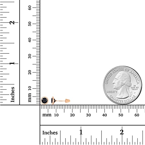 Solid 14K Gold Hypoallergenic 5mm Round Solitaire Birthstone Bezel Screw Back Stud Earrings4