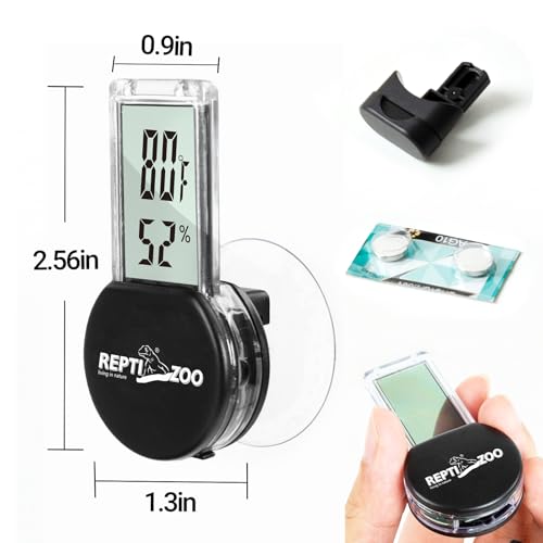 Image of REPTI ZOO Magnetic Reptile Thermometer and Humidity Gauge, Digital LCD Temperature Humidity Monitor, Tank Terrarium Temp and Humidity Meter Accessories for Bearded Dragon, Snake, Hermit Crabs, Gecko