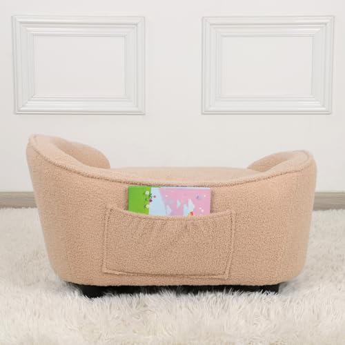 Cat Bed Sofa, Pet Dog Bed with Adjustable Plastic Legs, Velvet Pet Sofa with Removeable & Washable Cushion for Puppy & Cats(Brown)