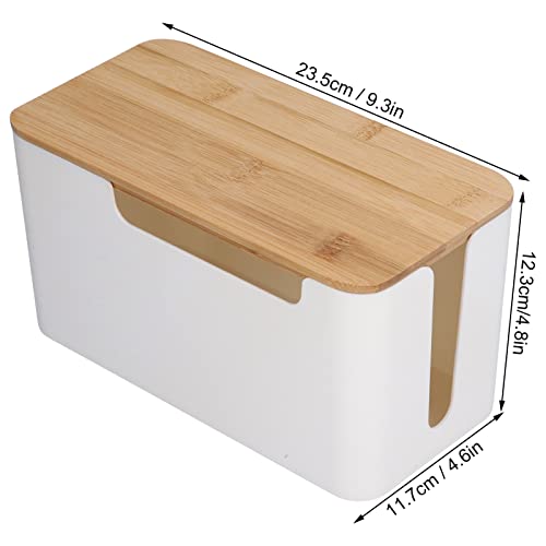 Cable Management Box Small Cord Hider Box with Wooden Lid for Tv Wires Routers Computers Cables Home and Office by Hilitand - Image 3