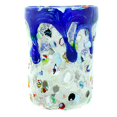 Verre à liqueur en verre de Murano Millefiori fait à la main Argenté/bleu 56,7 g Cover