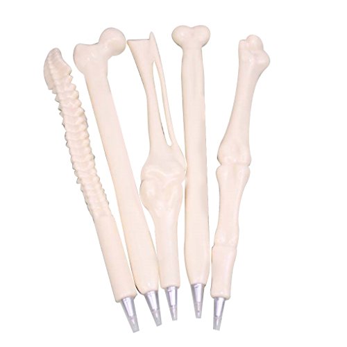 Hotaluyt 5pcs Knochen-Entwurfs Ballpiont Stifte mit schwarzer Tinte für Artist School Students Büro Cover