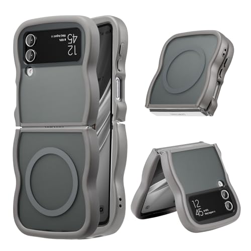 UEEBAI �Ή� Samsung Galaxy Z Flip 3/Z Flip 4 5G �p�� �P�[�X ���� TPU �E�F�[�u�f�U�C�� �X�}�z�P�[�X �N���A ���� �l�C ������� �P�[�X MagSafe�Ή� ���^ �y�� �ϏՌ� �g�^ �o���p�[ �X�}�z�P