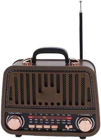 VELATEMOR Retro Bluetooth Radio, Wireless Speaker with Telescopic Antenna for FM AM SW Receptions, Portable Vintage Bluetooth Speaker Rechargeable