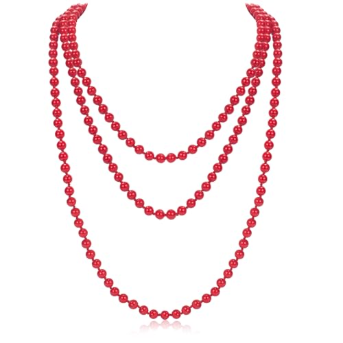 GHGMAO Long Pearl Necklaces for Women, 59