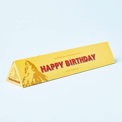 Personalised Milk Chocolate Toblerone With Honey Almond Nougat 100g || Delicious Toblerone chocolate, with an adorable Personalised Message (Happy Birthday)
