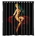 Produktbild BBFhome Hem Gewichte Vintage Retro Duschvorhang schlängelte Sexy Pin Up Girl on Bed Body Art Work Leinwand Malerei Art wasserdichte Polyester Gewebe Haken inklusive 168 ( L ) x 180 (H) CM