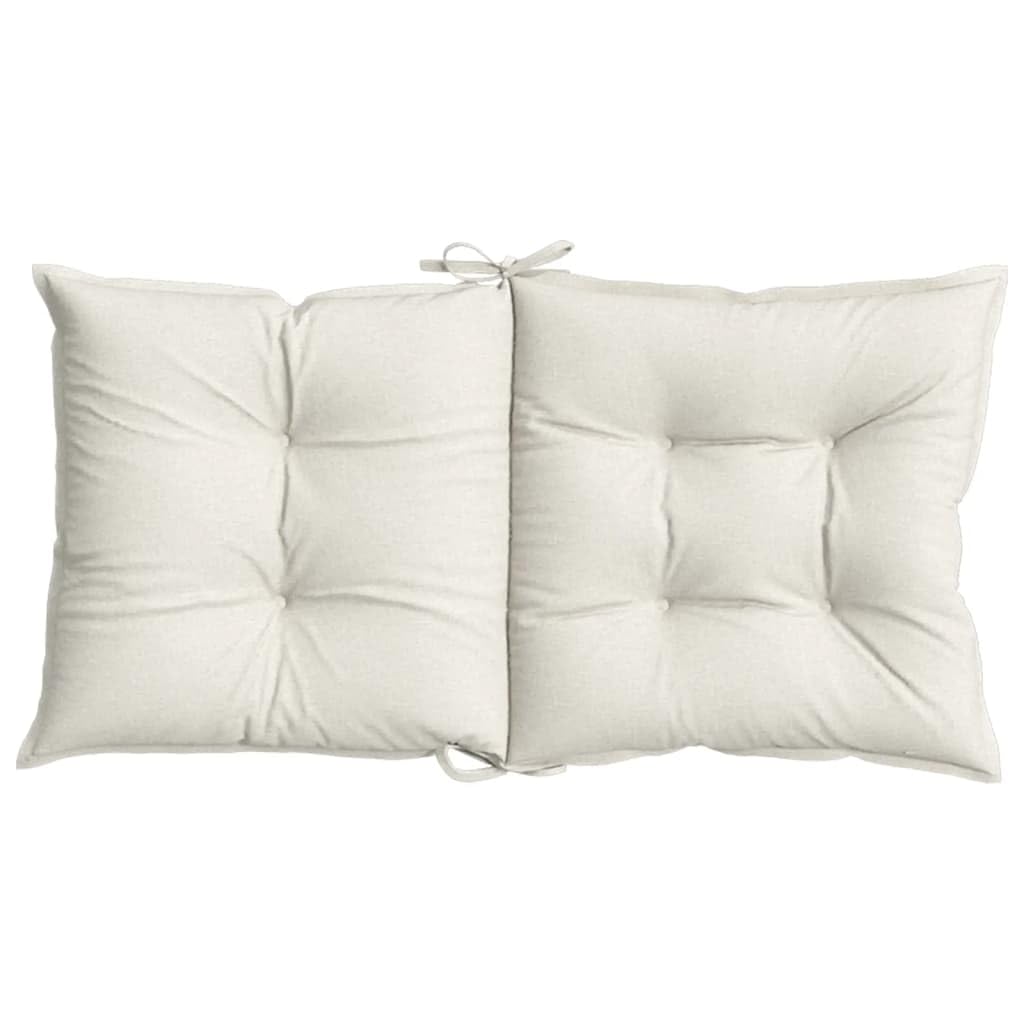 4er Set Niedriglehner-Auflagen Melange Creme 100x50x7 cm Bequeme Stuhlkissen mit Haltebändern und Gummizug für Gartenstühle Polsterauflagen für Terrassenstühle aus Stoff