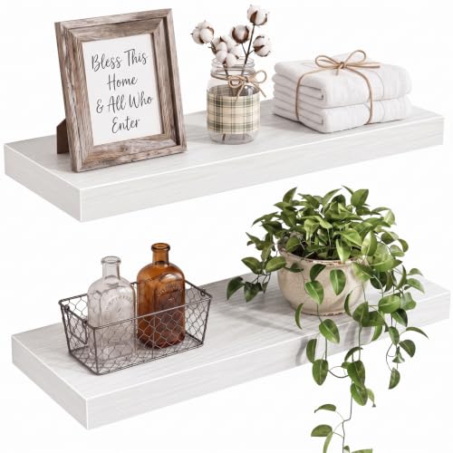 Fixwal Floating Shelves for Wall Decor (White, Set of 2, 15.7 Inch)
