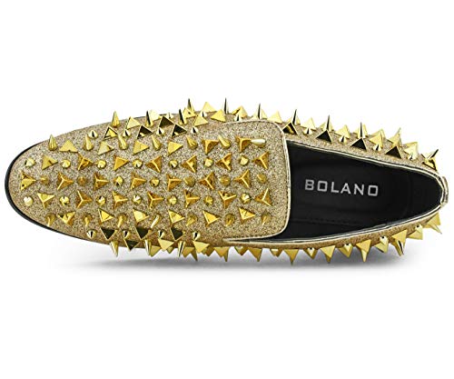 Bolano x Amali Mesa - Men's Designer Shoes, Comfortable Men's Slippers - Fashion Shoes - Shiny and Metallic Smoking Slippers with Matching Spikes4