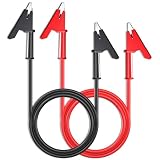 Dual-Ended Alligator Clip Electrical Test Leads, 14 Gauge 1000V 15A 3.5ft/1M Jumper Wires Clips, Flexible Protective Copper Cable Crocodile Clip, Wires with Insulators Gator Clips for Testing 2PCS