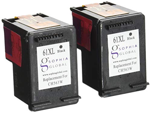 Sophia Global Remanufactured Ink Cartridge Replacement for HP 61XL (2 Black)