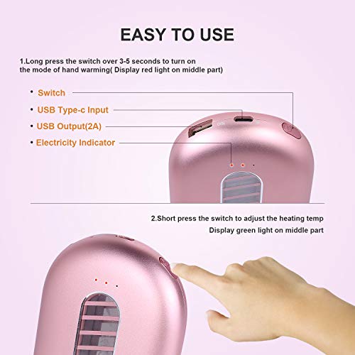 Mieuxbuck Graphene Rechargeable Hand Warmers, Far Infrared Electric Hand Warmer 5200Mah, Portable Usb Hand Warmer Safe Heat Therapy Pain Relief Winter Gift For Women Man #TOP2