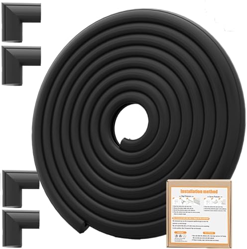 Set di Paraspigoli di Sicurezza per Bambini, 2,3 M + 4 Paraspigoli in Schiuma per Bambini, Mobili Paraurti Protezioni per Bordi per Caminetto Nero