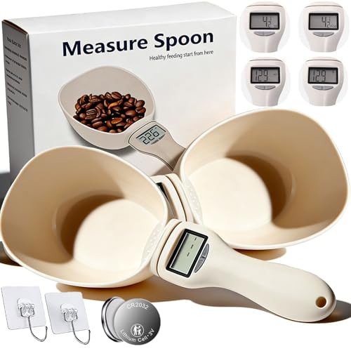 2026 Upgrade Electronic Measuring Spoon with Conversion, Electronic Adjustable Measuring with LED Display, 800g-0.1g/oz/fl oz/ml High Precision or Daily Meals and Kitchen Gadgets Pet Owners (2 Pc)