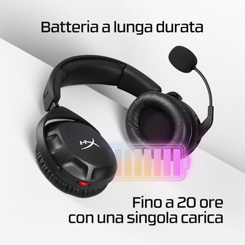 Cloud Stinger II, Cuffie da Gaming Senza Filo, Connessione a 2,4 GHz, Telaio in Plastica, Cuscinetti in Memory Foam Rivestiti in Similpelle, Autonomia Fino a 20 Ore, Adatto per PC, Nero - Cuffia gaming - Immagine 6