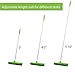 Carpet Broom Extra Long Handle Soft Bristles Rubber and Squeegee Edge Sweeper Push Broom, Green
