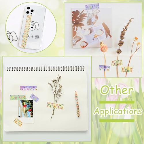 Cinta washi floral de 15 mm para organizar agendas sin dañar tus páginas de papel 6
