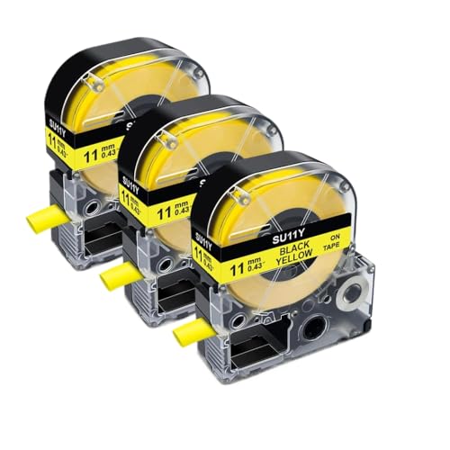 3PK LK-4WBA5 SU5SMk`[uxLK-4YBA5ƌ݊̂SU5Y5mm9mmv^[{LW-300 LW-400 Label PrinterƓl̃fƓl(3PK-11mm Yellow)