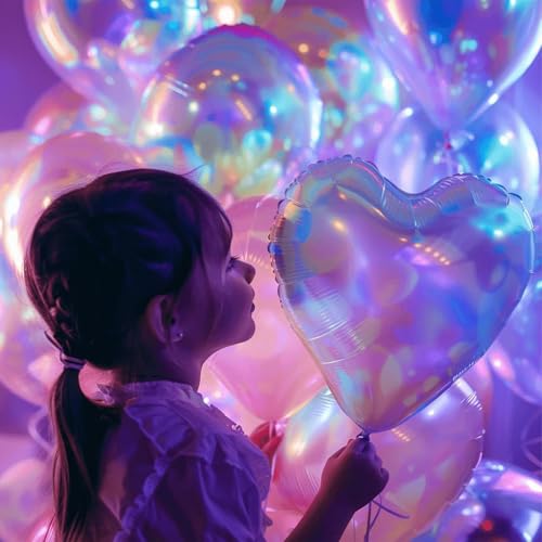 Image of Silver Glitter Heart Ballloons,18 Inch Bright Foil Love Heart Shaped Balloons 6Pcs Silver love balloon for Baby Shower Birthday Party Wedding Engagement Valentines Day Decorations
