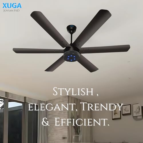 Image of XUGA Jovian F6D Premium Smart 1200mm, BEE 5-star BLDC fan,6 Blade,Remote Ceiling fan for Home, 100% Copper Motor,Energy Saving, High Air Delivery,LED Light, Black (Pack of 2)(5 Year Warranty)