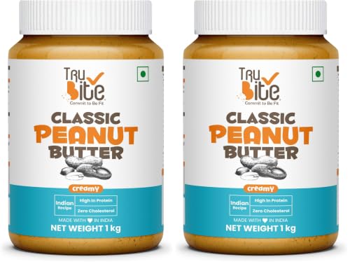Image of Trubite Classic Peanut Butter (Creamy) (1kg) | 26g Protein | Cholesterol Free | Indian Recipe | Delightful Taste (Pack of 2)
