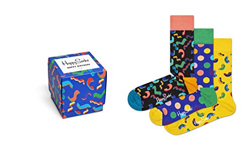 Happy socks men's happy birthday gift box set (3 pairs) (medium o…