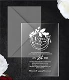 ✔️VIELFÄLTIGKEIT - Wir von Manschin-Laserdesign bieten Ihnen mehrere Modelle der Einladungskarten aus Acrylglas an. Von jeder Plexiglas-Karte kann die Farbe der Schrift je nach Wunsch angepasst werden! Gerne können Sie uns vorab auch Ihr ganz eigenes Design zusenden! Wir teilen Ihnen dann mit ob dieses Design möglich ist.