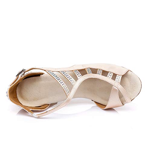 Minishion Women's Latin Ballroom Ankle Wrap Dance Shoes Formal Party Sandals4