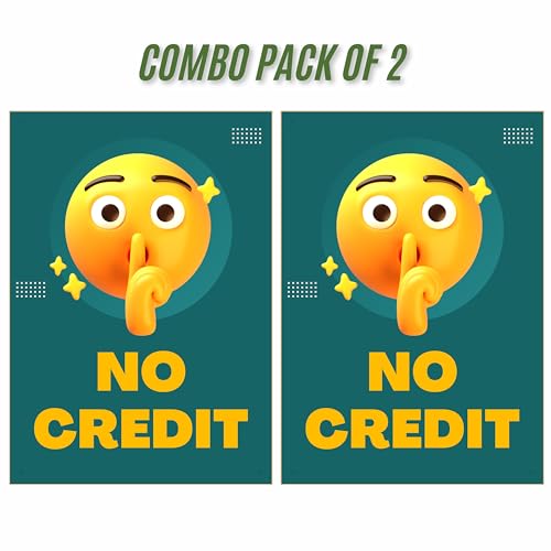 Image of No Credit Sign Board Sticker 20.5 x 14.5 CM | Peel & Stick or Screw Fix | Pack of 2 Shop Notice Signs for Stores, Retail Shops, Offices & Business Counters (No Credit, Medium -20.5 x 14.5 CM)