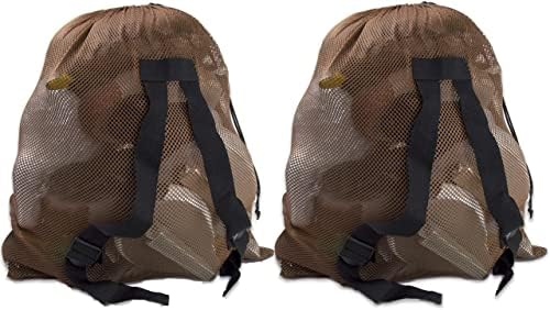 MOPHOEXII Hunting Bags Mesh Duck Decoy Bag for Goose Turkey Hunting Waterfowl Backpack, Army Green Decoys Bag with 2 Shoulder Straps (Yellowish Brown-2 Packs)