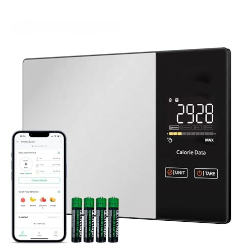 Douce Maison – Balance de Cuisine Connectée Intelligente 1g avec App Mobile, Affichage LED, Calories, Protéines, Lipides, Glucides – Inox, Idéale pour Régime et Nutrition