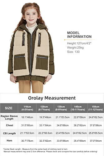 Orolay Girl’s Fleece Down Coat Girl’s Thickened Winter Puffer Down Jacket Olive 120 Cm #TOP5