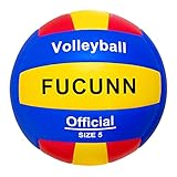 FUCUNN Volleyball Official Size 5,Soft Indoor Outdoor Volleyballs for Beginner,2.7mm PU Leather,Trai