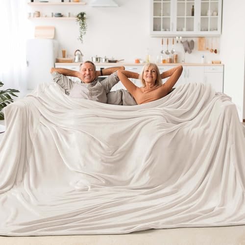 Image of BEDELITE Big Fleece Blanket 120 inch x 120 inch (10' x 10'), Super Soft Fluffy Fuzzy Oversized King for Bed, Couch, Sofa, Camping, Extra Large Blanket Fits Your Whole Family, Beige