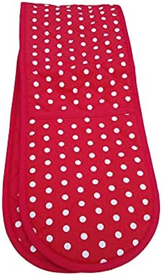 Mals Double Oven Gloves, Red with white spots 100% Cotton