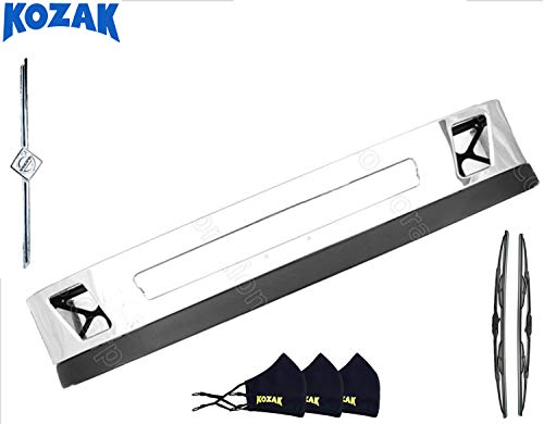 Volvo VNL 12  Clad Bumper - with Fog Light Hole Chrome Replacement - Fits Models 2004-17 with brackets and Volvo Logo, Windshield wipers and 3x Kozak Face Masks
