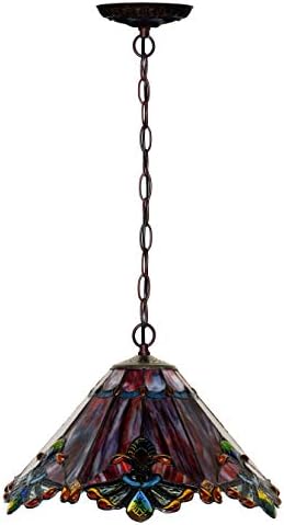 Detailed shot of the handmade copper foil soldering on the Bieye L30059 stained glass shade, highlighting the artisanal craftsmanship.