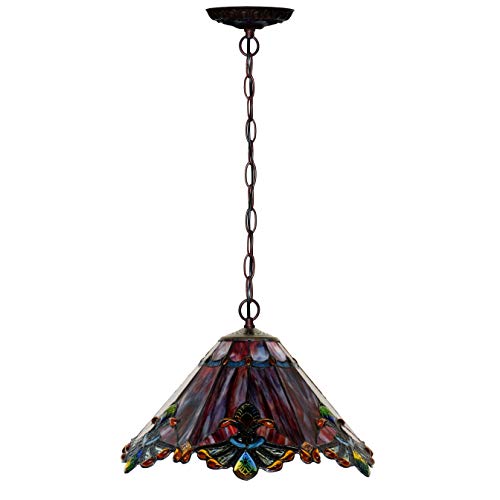Bieye L30059 17" Tiffany Style Tinted Glass Ceiling Light, Red
